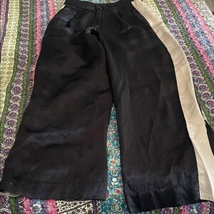 Chic Black and Cream Wide Leg Women's Pants